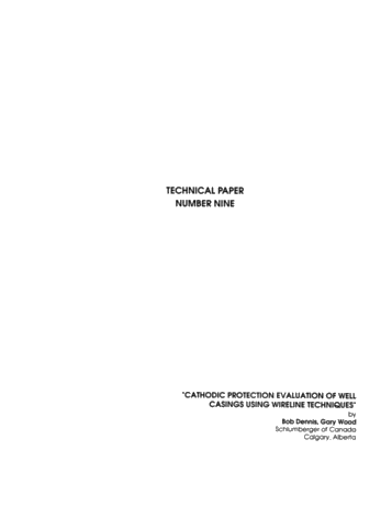 Cathodic Protection Evaluation of Well Casings Using Wireline Techniques Page 1