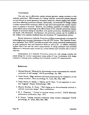 Cathodic Protection Evaluation of Well Casings Using Wireline Techniques Page 20
