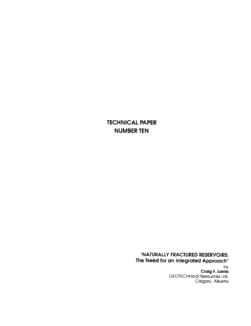 Naturally Fractured Reservoirs: the Need for an Integrated Approach Page 1