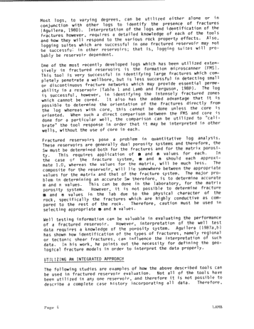 Naturally Fractured Reservoirs: the Need for an Integrated Approach Page 4