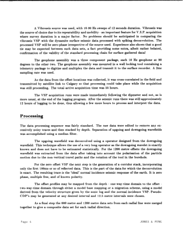 Application of the V.S.P. Technique to Locating a Devonian Reef; A Case Study Page 4