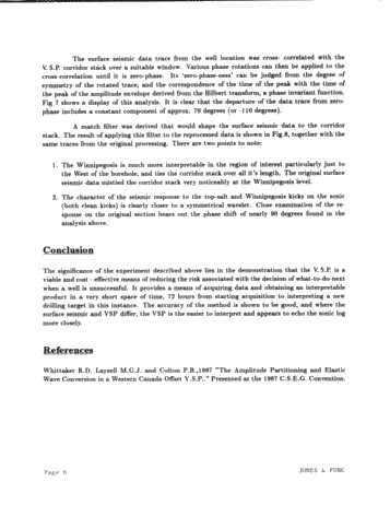 Application of the V.S.P. Technique to Locating a Devonian Reef; A Case Study Page 6