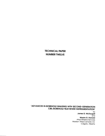 Advances in Borehole Imaging With Second-Generation CBIL Borehole Televiewer Instrumentation Page 1