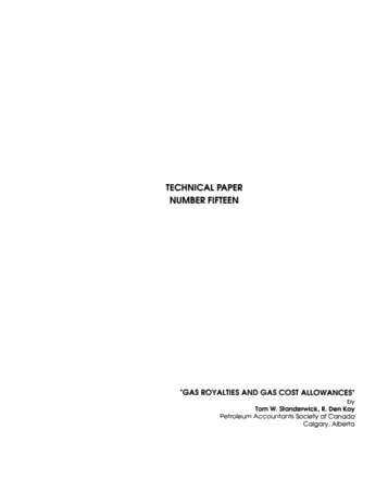 Gas Royalties and Gas Cost Allowances Page 1