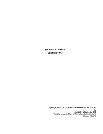 Utilization of Computerized Pressure Data Page 1