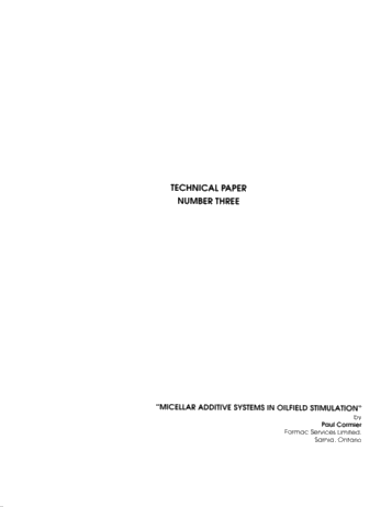 Micellar Additive Systems in Oilfield Stimulation Page 1