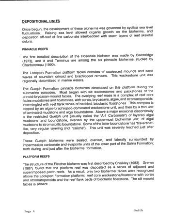 The Geology of Porosity and Permeability Variation in Siluran Pinnacle Reefs, Southwestern Ont. Page 4