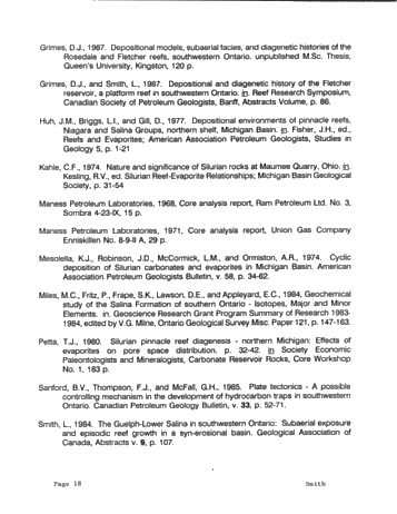 The Geology of Porosity and Permeability Variation in Siluran Pinnacle Reefs, Southwestern Ont. Page 18