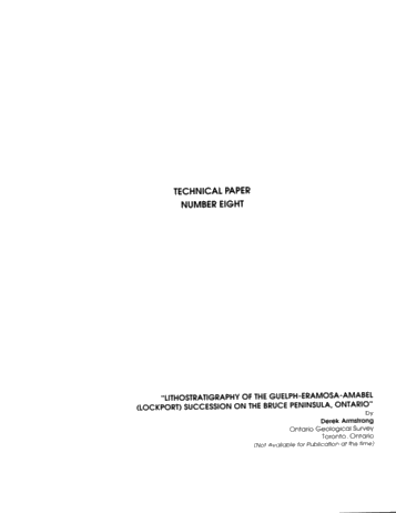 Lithostratigraphy of the Guelph-Eramosa-Amabel (Lockport) Succession on the Bruce Peninsula, Ontario Page 1