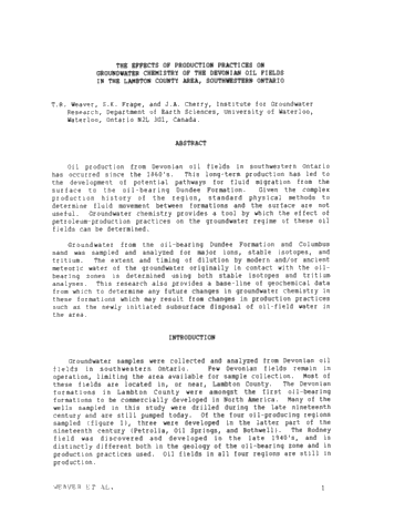 The Effect of Production Practices On Devonian Oilfield Groundwater Chemistry in Lambton County, Ont. Page 1