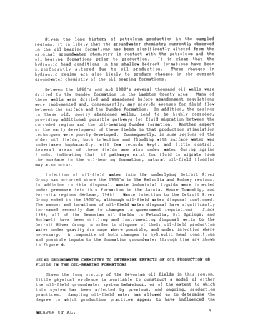 The Effect of Production Practices On Devonian Oilfield Groundwater Chemistry in Lambton County, Ont. Page 5