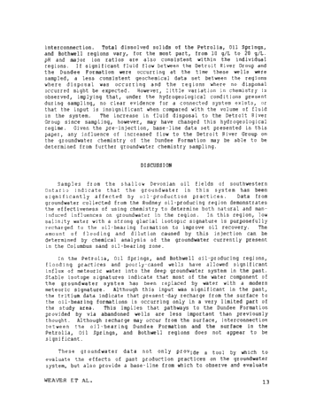 The Effect of Production Practices On Devonian Oilfield Groundwater Chemistry in Lambton County, Ont. Page 13