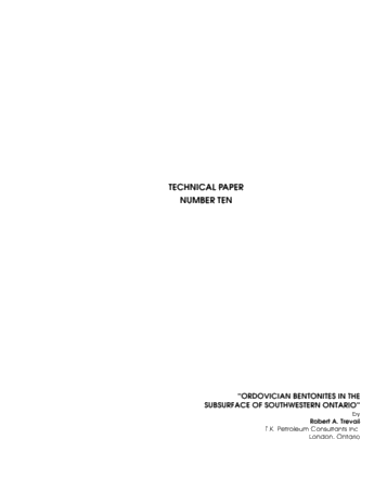 Ordovician Bentonites in the Subsurface of Southwestern Ont. Page 1