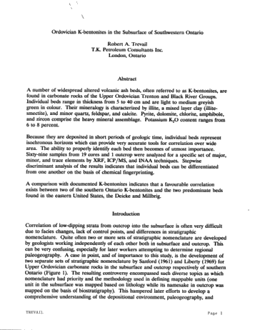Ordovician Bentonites in the Subsurface of Southwestern Ont. Page 1