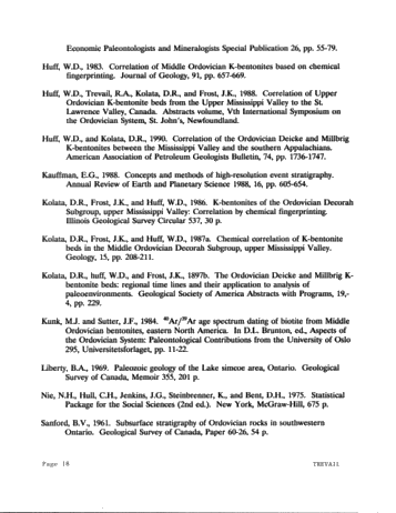 Ordovician Bentonites in the Subsurface of Southwestern Ont. Page 18