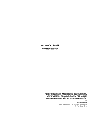 Deep-hole Core and Seismic Section From Southwestern Ohio Indicate a Pre-Mount Simon Basin Beneath the Cincinnati Arch Page 1