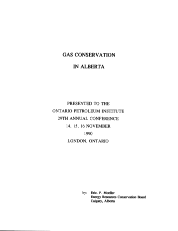 Solution Gas Conservation in Alberta Page 1