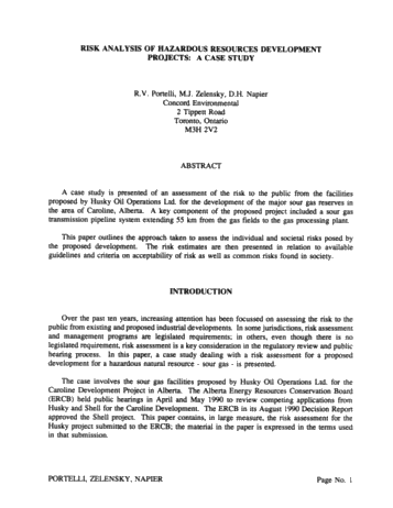 Risk Analysis of Pipeline Transmission of Hazardous Substances Page 1