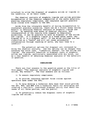 Chemical Analysis of Soupholes and Stimulation Fluids: Why Bother? Page 5