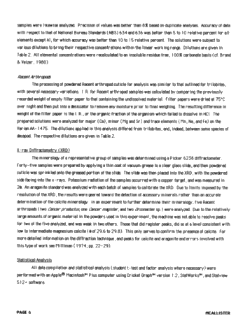 Comparisons of Recent Arthropods and Trilobites Trilobites and Their Use as Possible Paleoenvironmental Indicators Page 6
