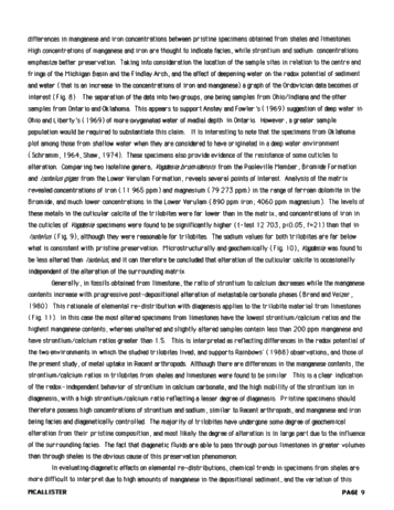 Comparisons of Recent Arthropods and Trilobites Trilobites and Their Use as Possible Paleoenvironmental Indicators Page 9
