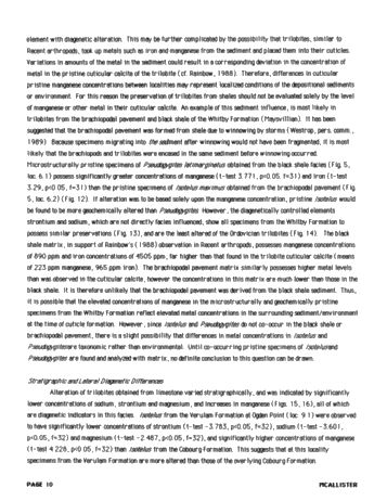Comparisons of Recent Arthropods and Trilobites Trilobites and Their Use as Possible Paleoenvironmental Indicators Page 10