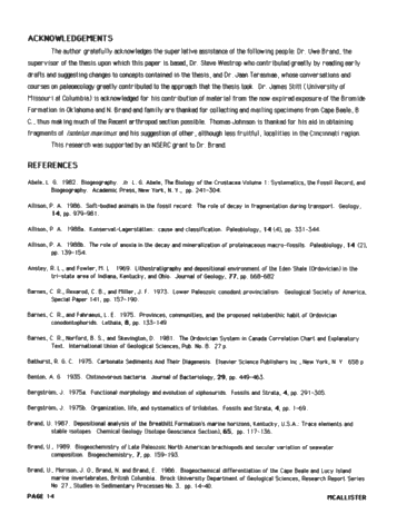 Comparisons of Recent Arthropods and Trilobites Trilobites and Their Use as Possible Paleoenvironmental Indicators Page 14