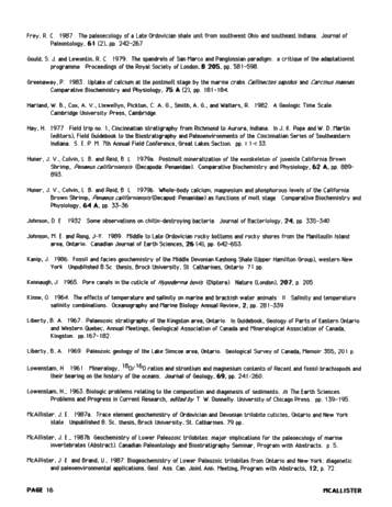 Comparisons of Recent Arthropods and Trilobites Trilobites and Their Use as Possible Paleoenvironmental Indicators Page 16