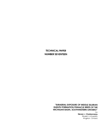 Subaerial Exposure of Middle Silurian Guelph Formation Pinnacle Reefs of the Michigan Basin, Southwestern Ontario Page 1