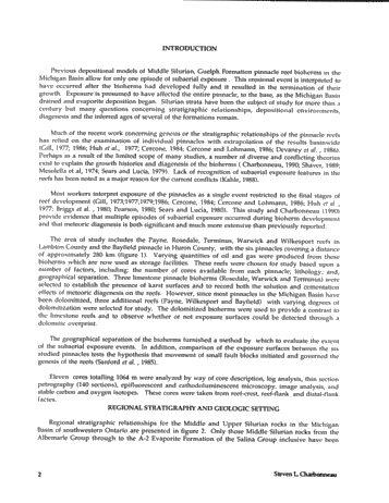 Subaerial Exposure of Middle Silurian Guelph Formation Pinnacle Reefs of the Michigan Basin, Southwestern Ontario Page 2