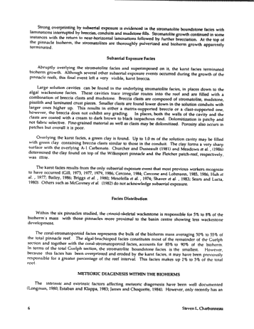 Subaerial Exposure of Middle Silurian Guelph Formation Pinnacle Reefs of the Michigan Basin, Southwestern Ontario Page 6