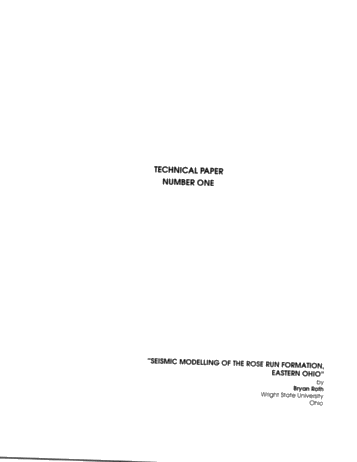 Seismic Modeling of the Rose Run Formation, Eastern Ohio Page 1
