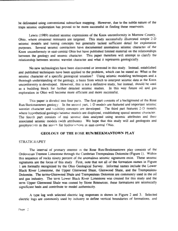 Seismic Modeling of the Rose Run Formation, Eastern Ohio Page 2