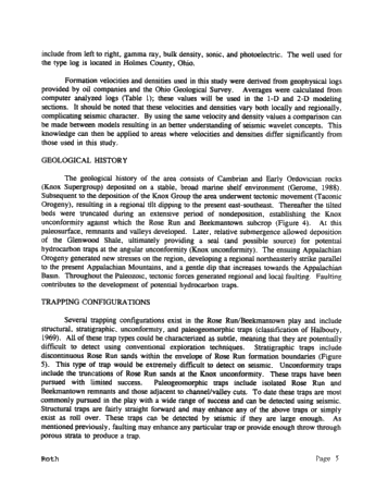 Seismic Modeling of the Rose Run Formation, Eastern Ohio Page 3
