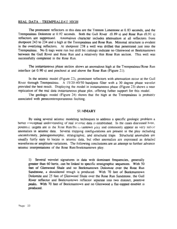 Seismic Modeling of the Rose Run Formation, Eastern Ohio Page 10