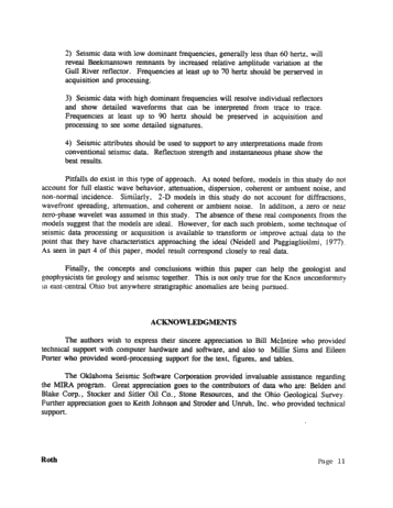 Seismic Modeling of the Rose Run Formation, Eastern Ohio Page 11