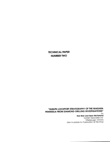 Guelph-Lockport Stratigraphy of the Niagara Peninsula From Diamond-Drilling Investigations Page 1