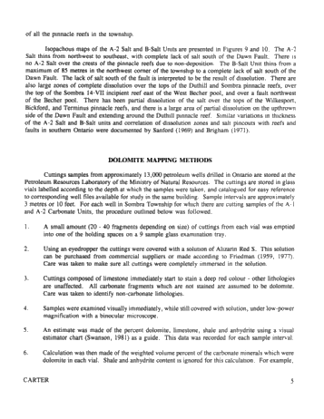 Dolomitization Patterns in the Salina A-1 and A-2 Units, Sombra Township, Ontario Page 5