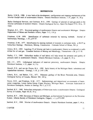 Dolomitization Patterns in the Salina A-1 and A-2 Units, Sombra Township, Ontario Page 11