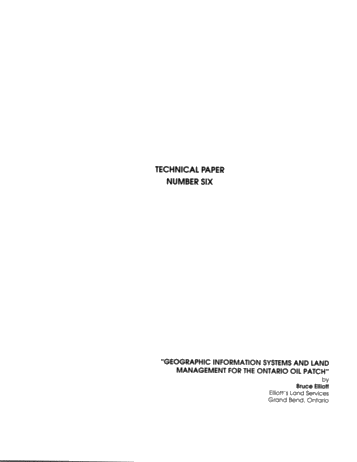 Geographic Information Systems and Land Management for the Ontario Oil Patch Page 1