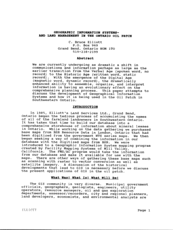Geographic Information Systems and Land Management for the Ontario Oil Patch Page 1