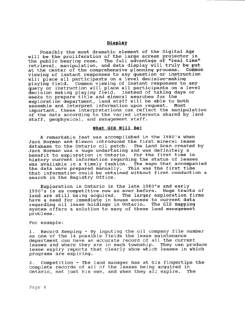Geographic Information Systems and Land Management for the Ontario Oil Patch Page 8