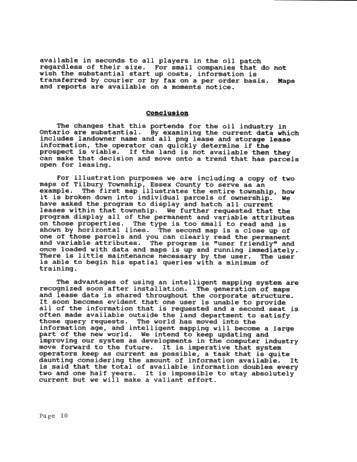 Geographic Information Systems and Land Management for the Ontario Oil Patch Page 10