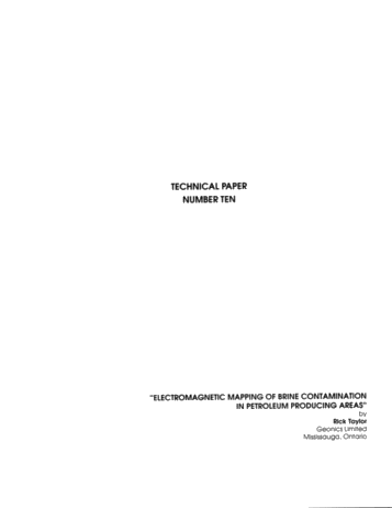 Electromagnetic Mapping of Brine Contamination in Petroleum Producing Areas Page 1