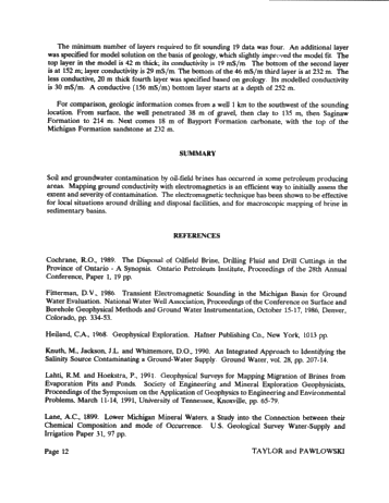 Electromagnetic Mapping of Brine Contamination in Petroleum Producing Areas Page 12
