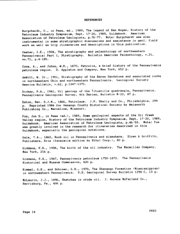 The Opening Years and Subsequent Events of the Early Oil Industry in Oil Creek Valley, N.W. Pennsylvania, U.S.A. Page 14