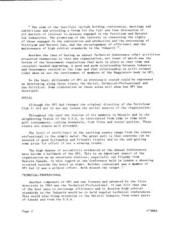 History of the O.P.I. and its Changing Role in the Ontario Petroleum Industry Page 2