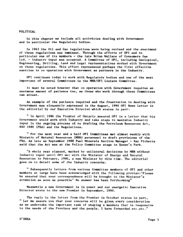 History of the O.P.I. and its Changing Role in the Ontario Petroleum Industry Page 5