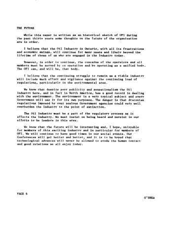 History of the O.P.I. and its Changing Role in the Ontario Petroleum Industry Page 6