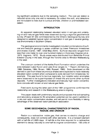 Soil Radon Gas Surveying: a Rapid Inexpensive Exploration Tool for Oil and Natural Gas Page 2